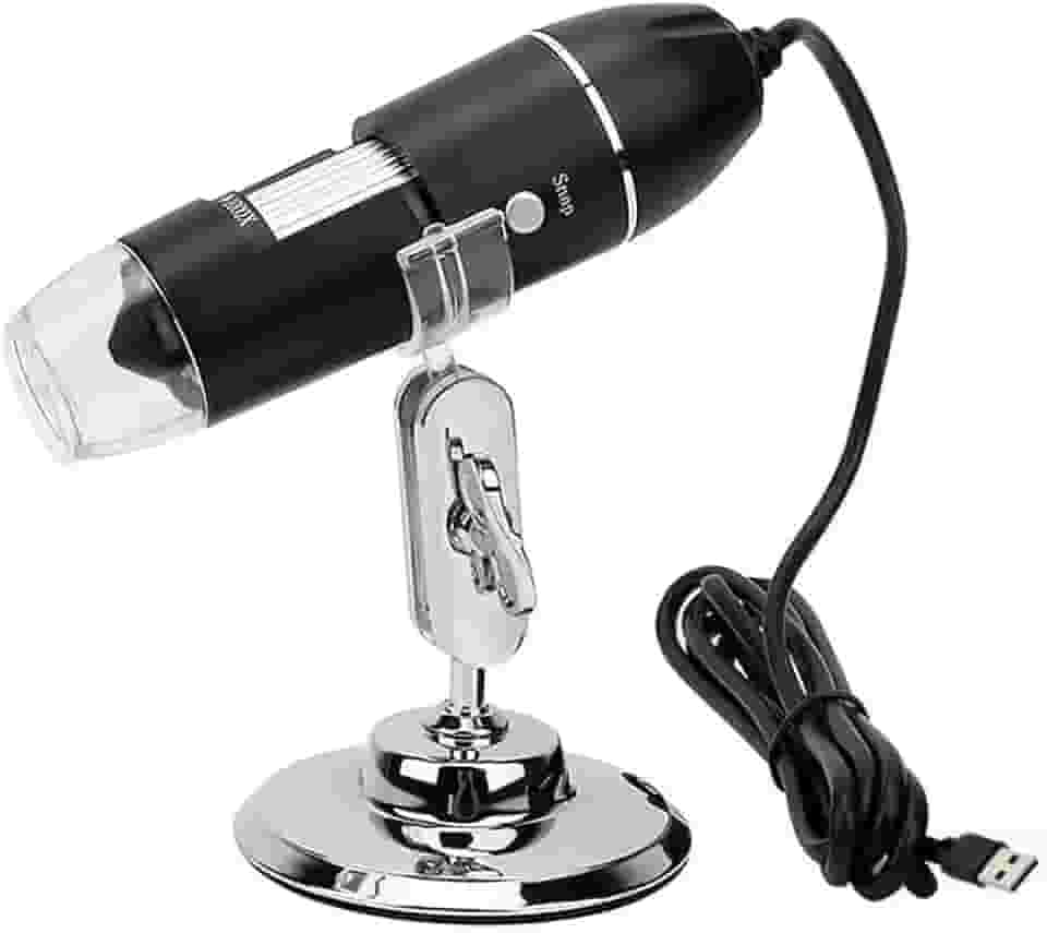 Microscópio Digital Profissional Com Cabo USB E Zoom Em HD 1600x - Portátil Ajustável Ampliação Completo Para Trabalho Computador Celular Note Biológico Exploração Analise Cientista Mini Bolso Ótico