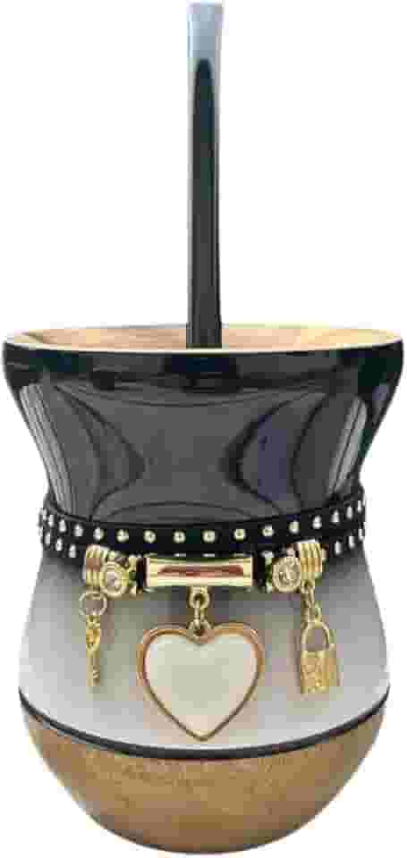 Kit Chimarrão Completo Premium: Cuia, Bomba e Pulseira (Degradê Branco e Preto)