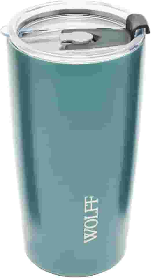 WOLFF - Copo Térmico de Aço Inox Parede Dupla com Tampa Verde 600ml