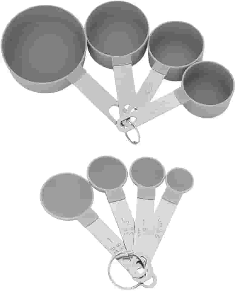 Mimo Style Jogo de Xícaras e Colheres Medidoras 8 Peças. Medidor Feito Em Plástico com Alça de Aço Inoxidável. Seguro e Ideal Para Todos os Tipos de Ingredientes, Tanto Secos Quanto Úmidos, ASA20395
