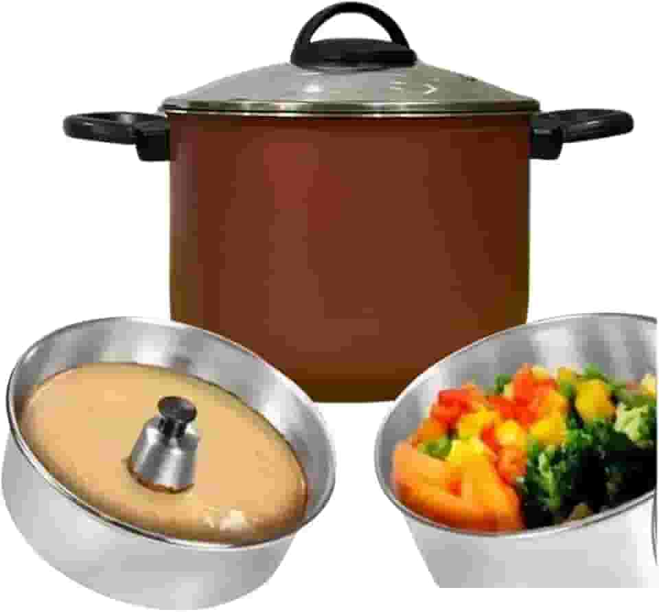 Panela 3 Em 1 Tampa de Vidro Forma Pudim Banho Maria Cozimento Vapor Cuscuz
