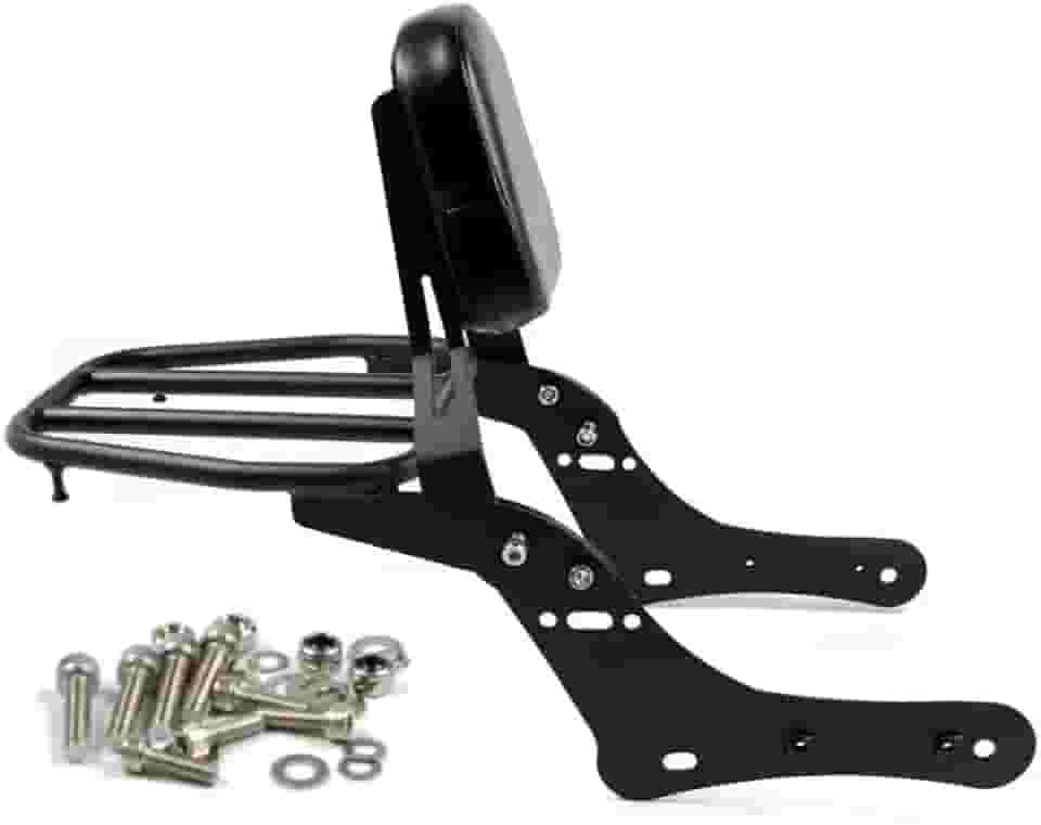Worldmotop Motocicleta Sissy Bar Encosto Traseiro Assento de Passageiro Substituição para Kawasaki Vulcan S 650 VN650 2015 2016 2017 2018 2019 2020, Encosto Destacável (com bagageiro)