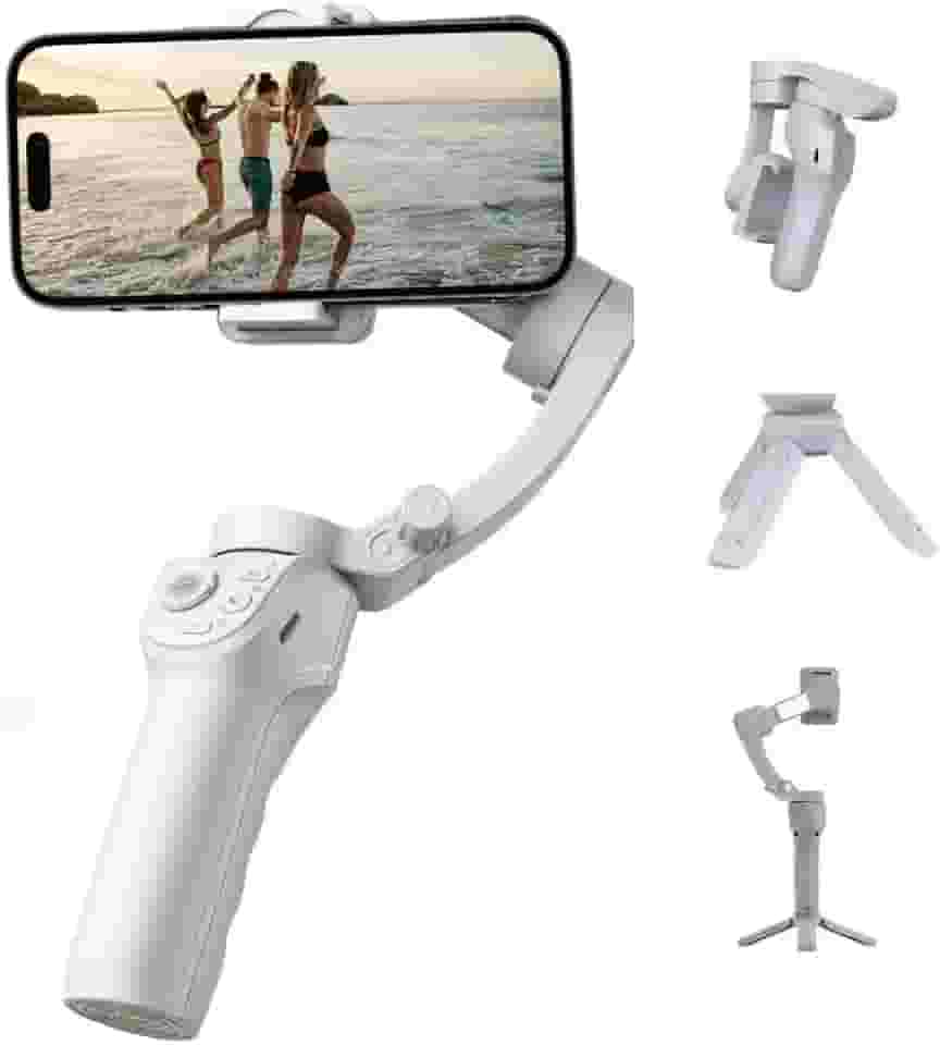 Gimbal PEI-M01 Estabilizador Celular de Vídeo 3 Eixos com Modo de Seguimento Inteligente, Compatível com DSLR e Smartphones, Bateria de Longa Duração (Até 8h), Design Leve e Compacto, Ideal para Vlogs