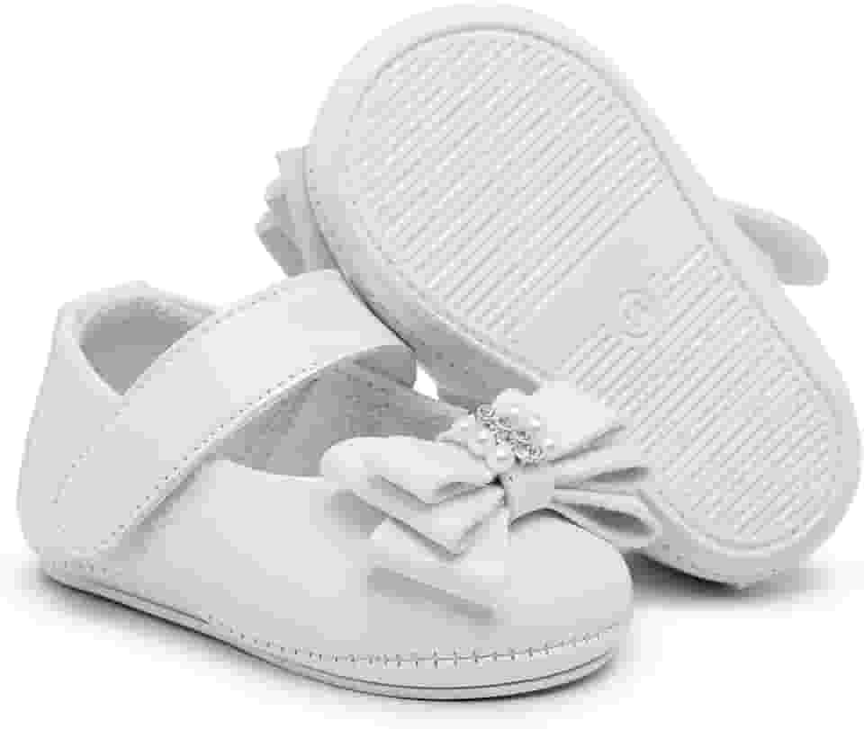 Sapatilha Infantil Bebê Menina Recém Nascido Primeiros Passos Com Lacinho Para Batizado