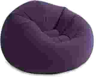 Puff Pufe Poltrona Gigante Inflável Portátil Acompanha Bomba Antiderrapante 90x90x60 (Azul)