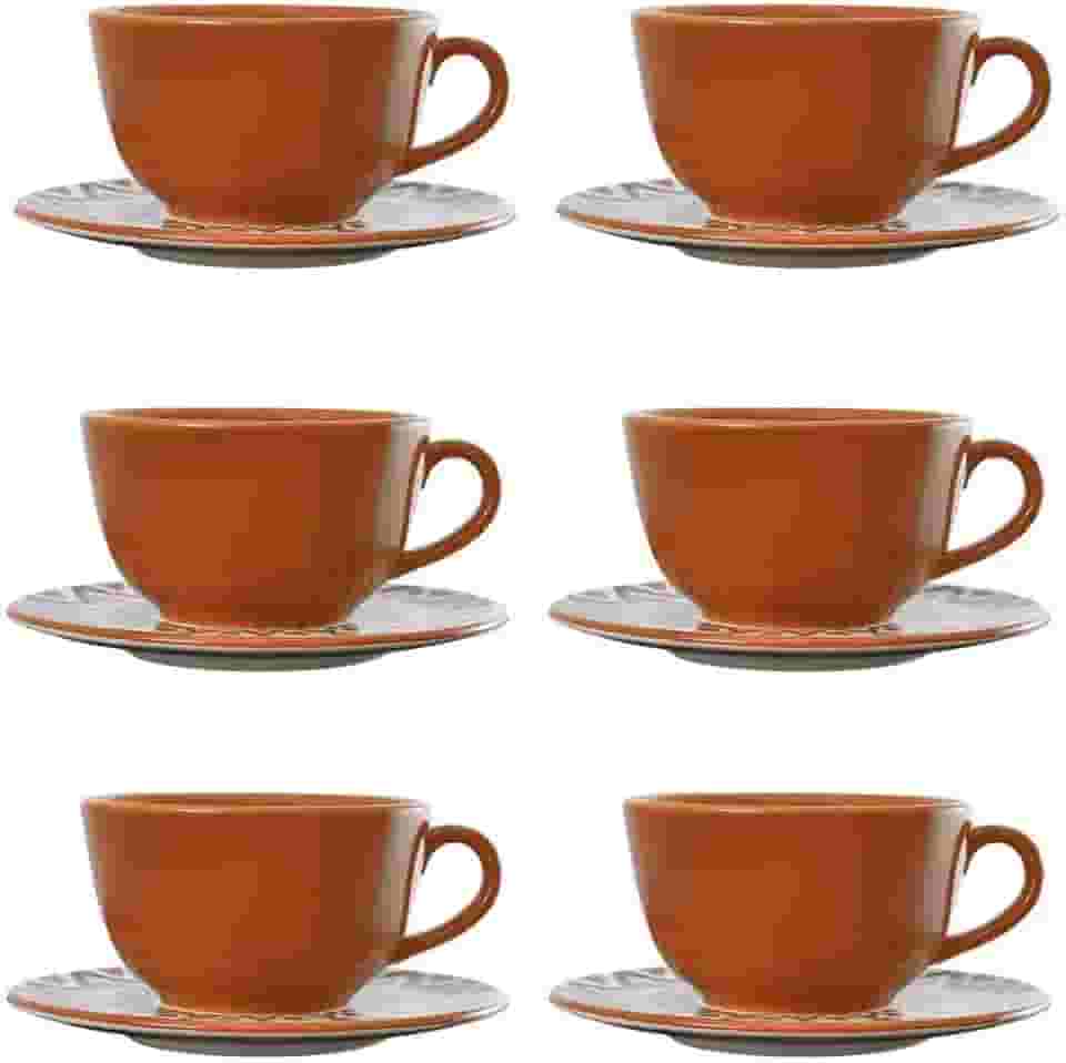 Oxford Conjunto De Xicaras Com Pires 200ml 06 Peças Unni Boho