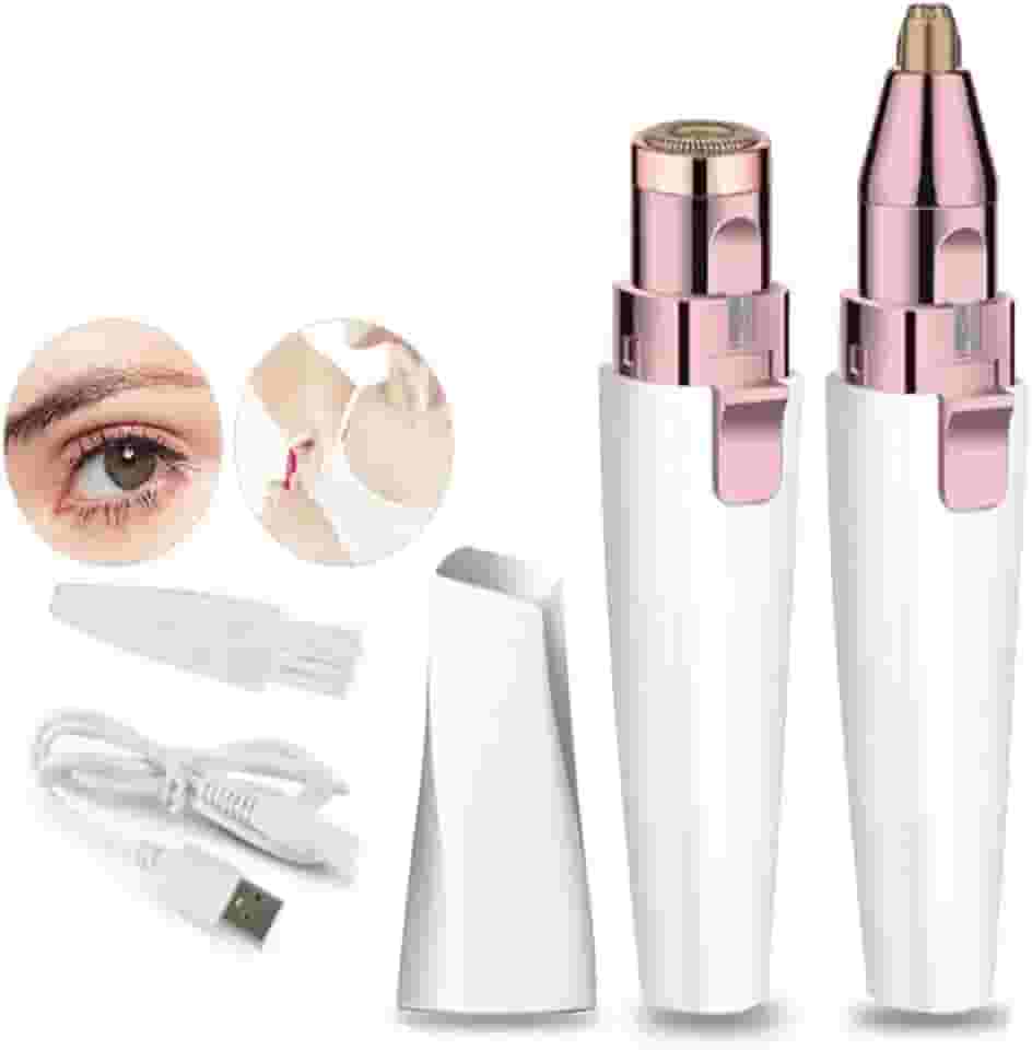 Snnetwork Aparador de Sobrancelhas e Removedor de Pelos Faciais para Mulheres, 2 em 1 USB Recarregável, Indolor, com Luzes LED, Depilador Elétrico
