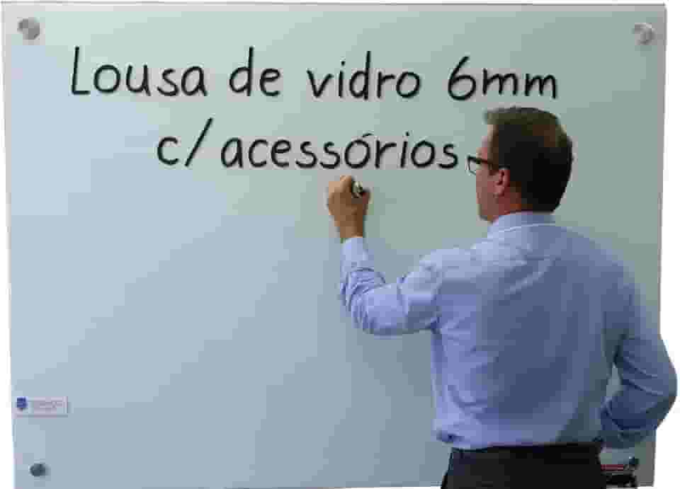 Lousa quadro vidro 120x90 branco escola 6mm temperado retangular escolar grande quadrada escrita 1,20 X 0,90 - com suporte acrilico 2 canetas e 1 apagador 120x90cm