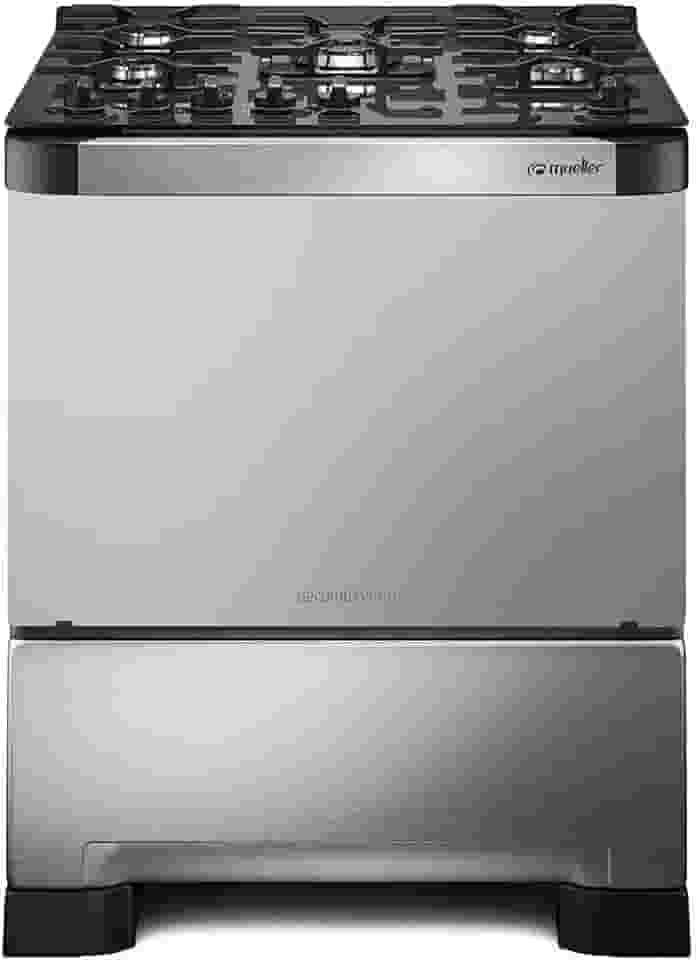 Fogão 5 Bocas Mueller Decorato Vetro Inox Bivolt com Mesa de Vidro