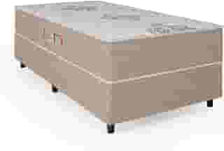 Cama Box Solteiro Conjugada Ortopédico Alpha Espuma 88x188x52cm Bege/Branco Hellen