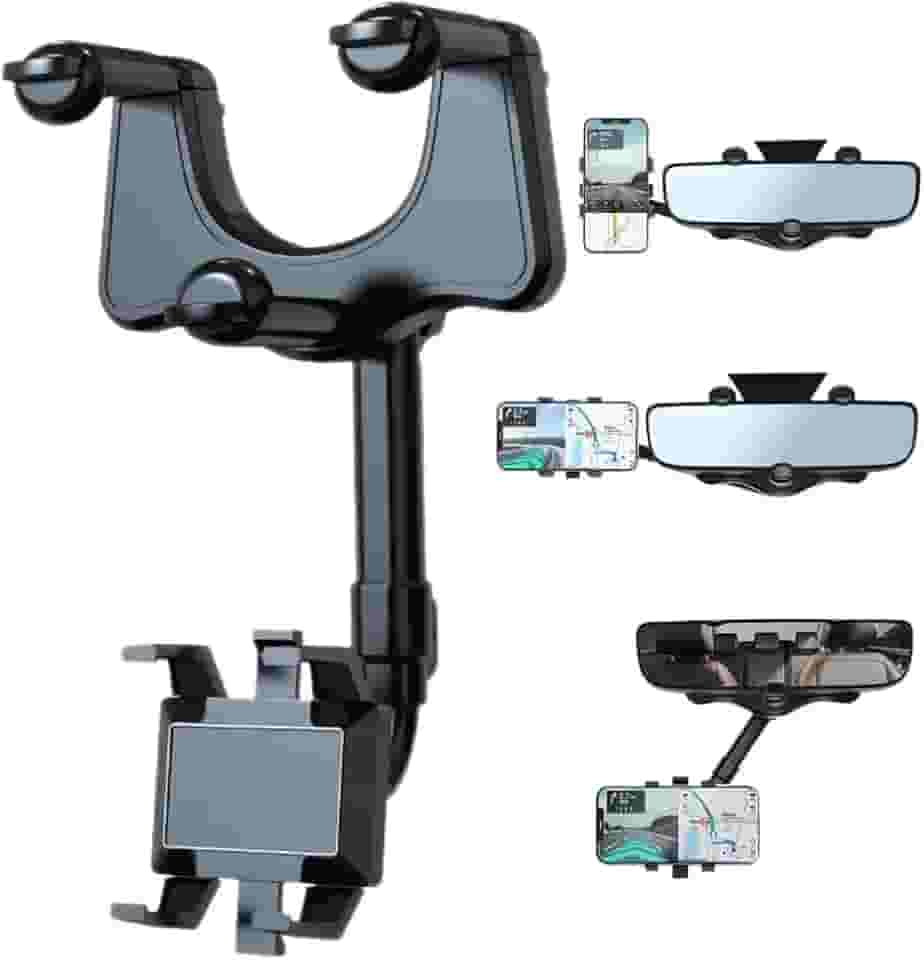 Suporte de telefone de carro giratório e retrátil -para espelho retrovisor, ajuste de rotação de 360 ​​graus, fácil de instalar e remover, para a maioria dos telefones celulares e carros