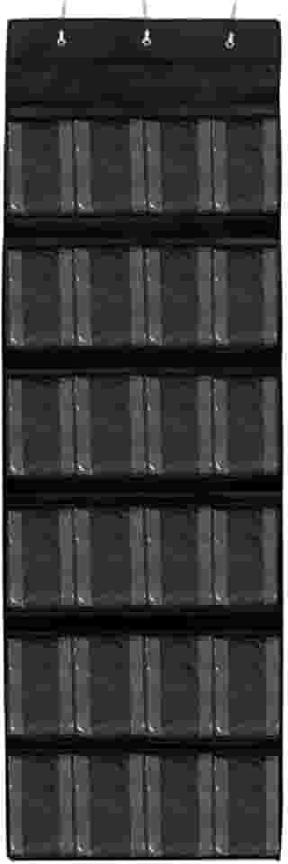 Organizador Suspenso de Porta Multifuncional com 3 Ganchos – 24 Divisórias para Sapatos, Acessórios e Utilidades – Solução Vertical, Versátil e Econômica para Organização de Espaços (Cinza)