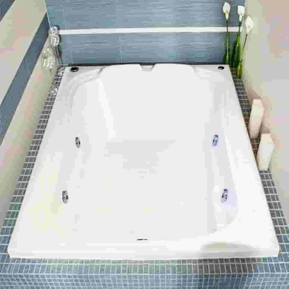 Banheira de Hidromassagem Ouro Fino Acrílica Goldline Dupla 150cmx110cmx40cm Branco