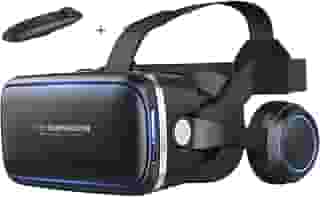 Thecoopidea Headset VR Compatível com Smartphone (3,4'-6,3') - Óculos de Realidade Virtual com Fone de Ouvido e Controlador para Jogos e Filmes - Azul