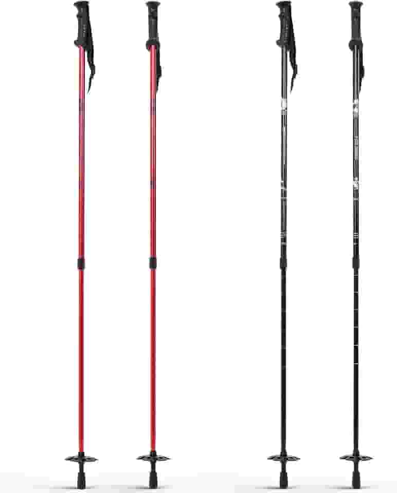 VioraWhite Pacote com 4 bastões de esqui de alumínio para esqui alpino, ajustáveis, preto e vermelho, para adultos, homens e mulheres