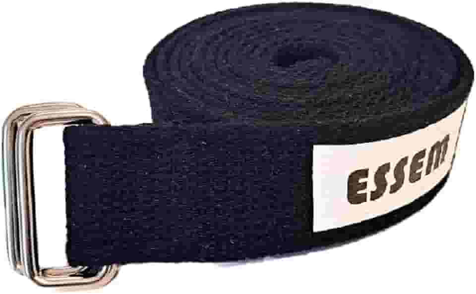 ESSEM Cinto de Exercício Faixa de Yoga Preto 100% Algodão 40mm x 2.0m Moderno
