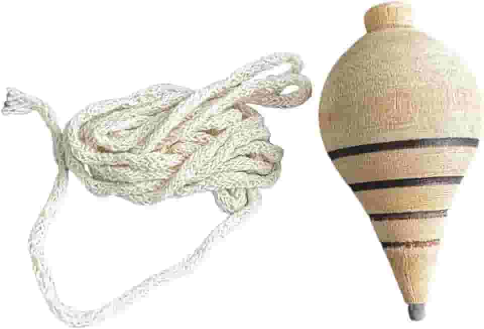 1 Brinquedo Pião de Madeira com Ponteira + Barbante