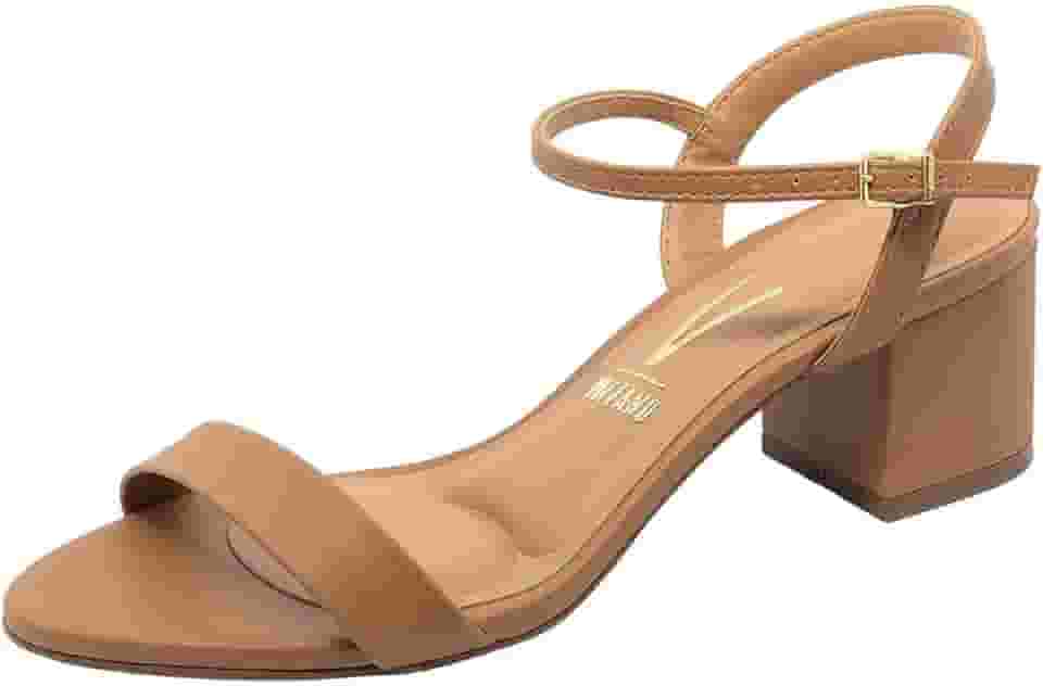 Sandália Feminina Salto Bloco Pelica Camel Vizzano 6291.900
