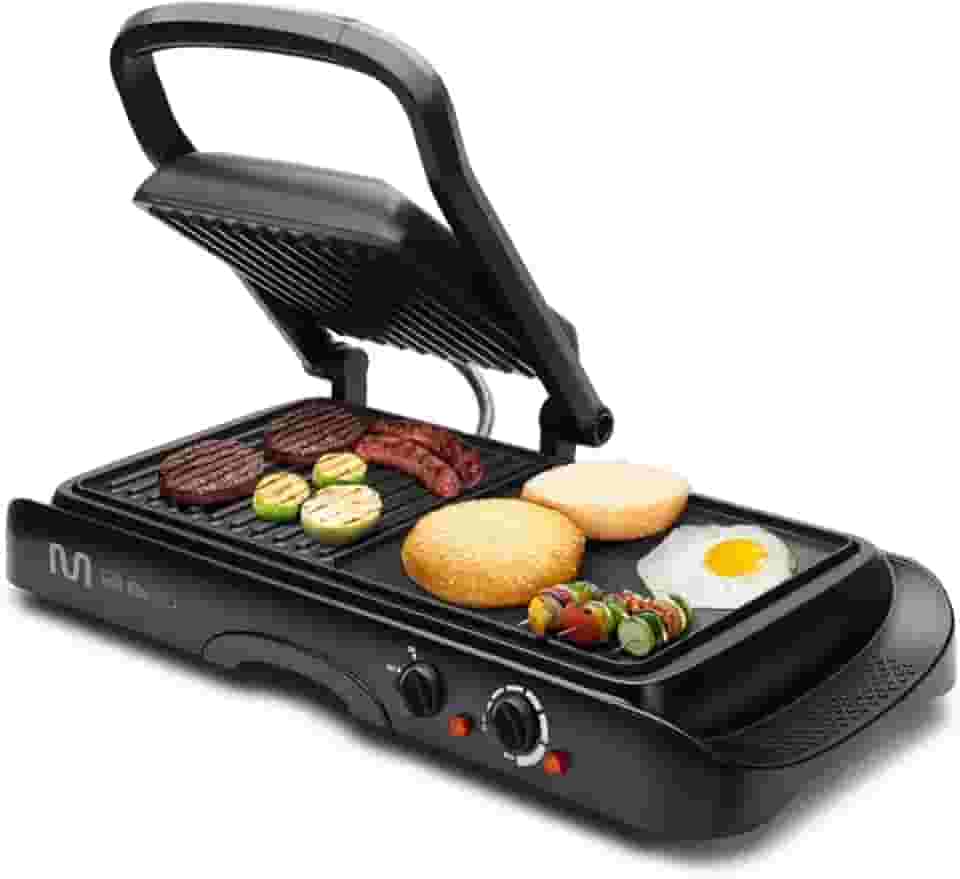 Grill 2 em 1 Chapa Lisa e Ondulada Antiaderente com Controle de Temperatura 127V 1500W Multi - GO120