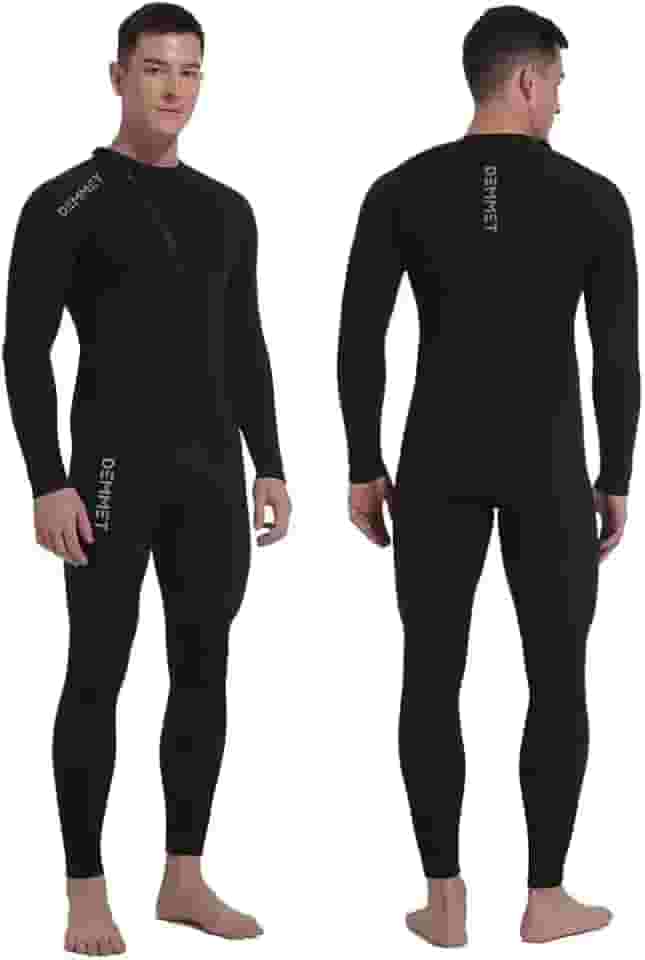 DEMMET Roupa de mergulho masculina 5mm neoprene mergulho unissex peça única esporte pele caça submarina terno completo, zíper frontal surfe livre subaquático