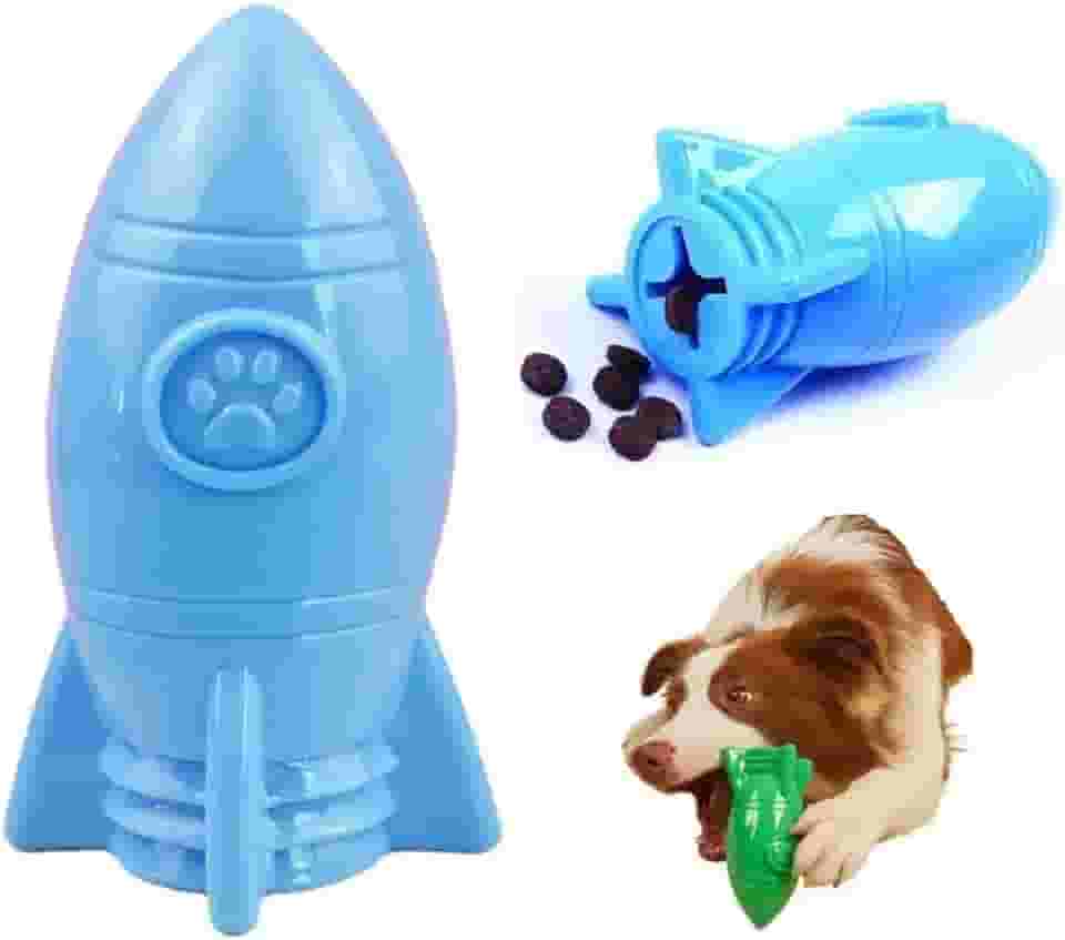 Brinquedo Recheável Cães Foguete Comedouro Pet Interativo (Azul)