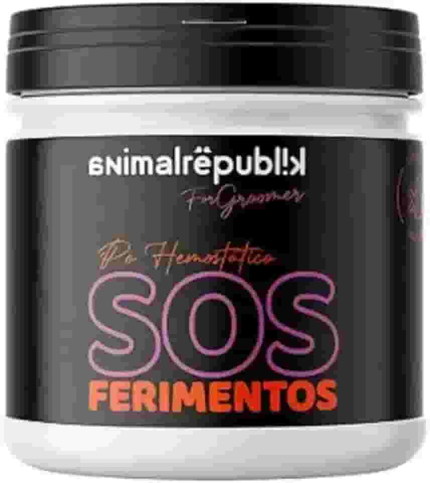 Animal Republik Pó Hemostático Estanca Sangue SOS Ferimentos, 25g, Coagulante para Corte de Unhas em Cães e Gatos