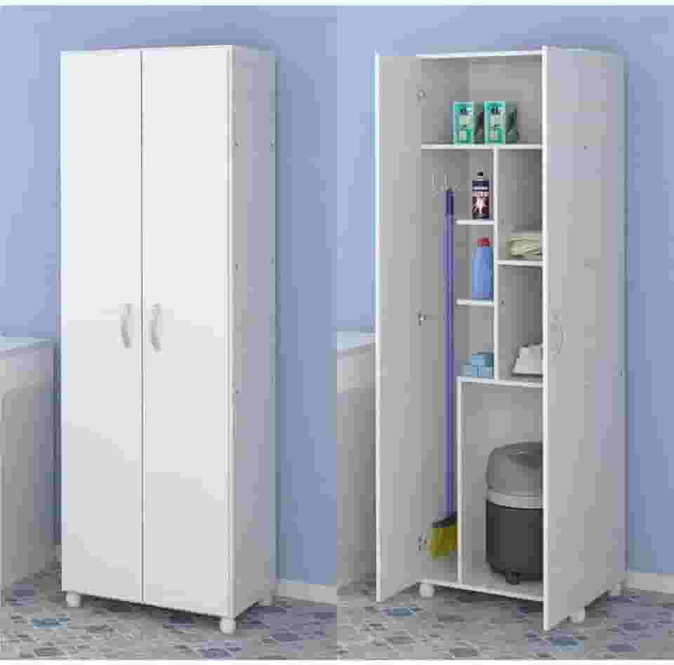 Armário Multiuso Multimóveis para Lavanderia/aérea de serviço com porta vassouras Branco.