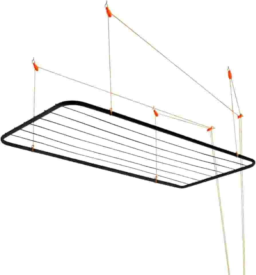 Varal de Teto em Aço, Cor Preta, Maxeb.