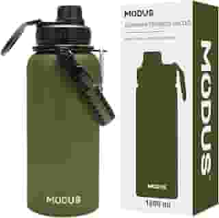 Garrafa Térmica De Aço Inoxidável 18/8 Isolado de água Esportiva Com Alça Paracord 1000ML (Verde)