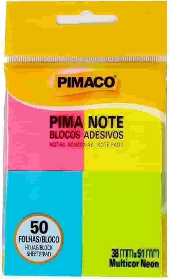 Blocos de Anotações Pima Note Mult Neon Pimaco, bloco adesivo - 38mmx51mm - 50fls - Cód 970830