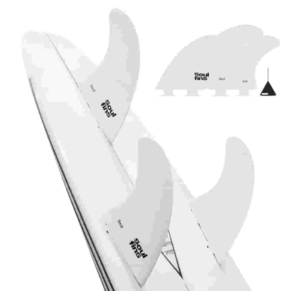 Soulfins Jogo Quilha FCS1 Prancha de Surf Triquilha Injetada Barbatanas Padrão FCS Quilhas Large/Medium + Chavinha de Quilha - Conjunto de 3 Fins Rígidas Performance Soulfins Equipamento Surf e Sup