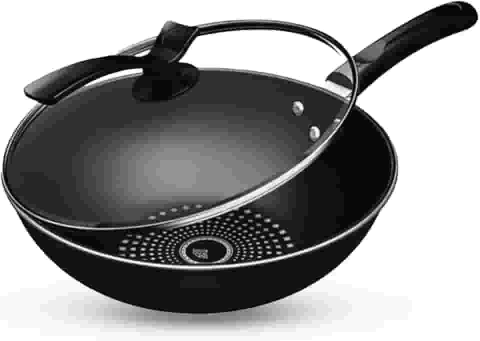 Panela Wok Antiaderente 5L Preta com tampa - Casa Prestige