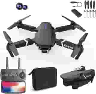 Drone E88 Pro 4K HD Câmera Dupla WiFi FPV Dobrável com Controle Remoto, Bolsa de Transporte – Preto (4K Câmera + 1 Bateria)