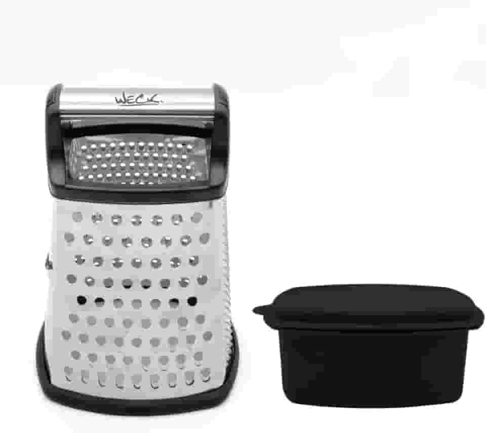 Ralador 4 Faces em Aço Inox com Recipiente e Tampa, Profissional, Preto e Prata Weck