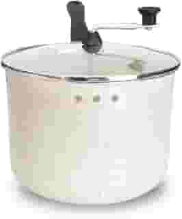 Pipoqueira Antiaderente com Tampa de Vidro Temperado, Branca, 20cm, 3,5L, Revestimento 5 Camadas Teflon, Cabos Baquelite, para Pipoca Caseira