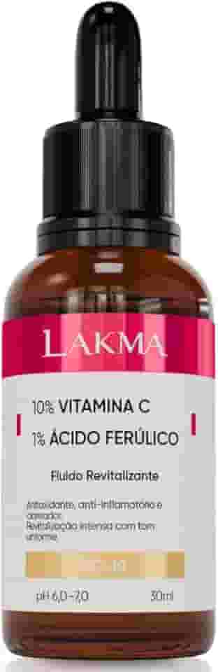 Serum Facial lakma Vitamina C 10% + Ácido Ferúlico 1% Ação antioxidante, Anti-inflamatória e Iluminadora