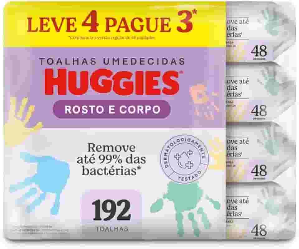 Lenços Umedecidos Huggies One & Done Leve 4 Pague 3 - 192 unidades, Huggies, Verde, pacote de 4