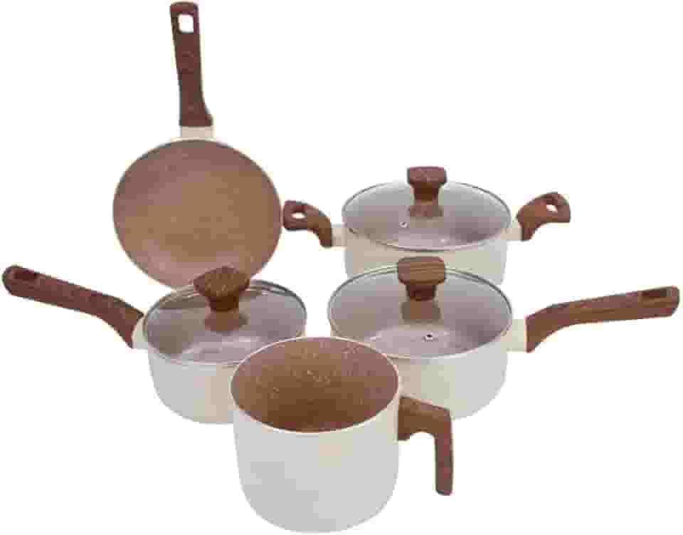 Mimo Style Jogo de 5 Panelas Alumínio Indução Pratic Cook Crema