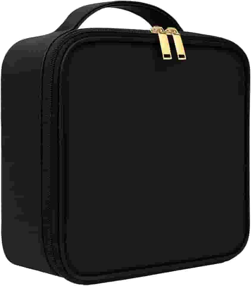 Necessaire de Maquiagem com Espelho LED – Maleta com Luz, Grande Capacidade, Divisórias Removíveis, Bolsa Organizadora com Compartimentos Ideal para Viagens (Preto)