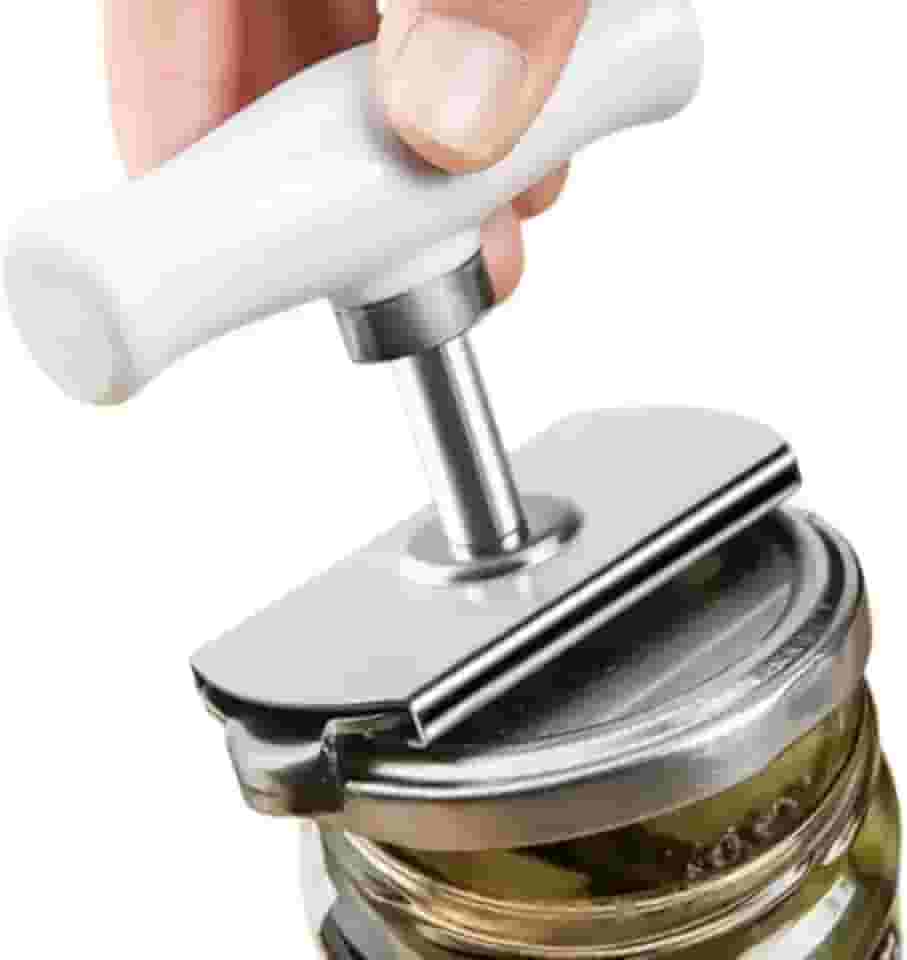 Abridor Manual de Tampas Garrafas Potes e Conserva, em Aço Inox, Abre Fácil Pote de vidro
