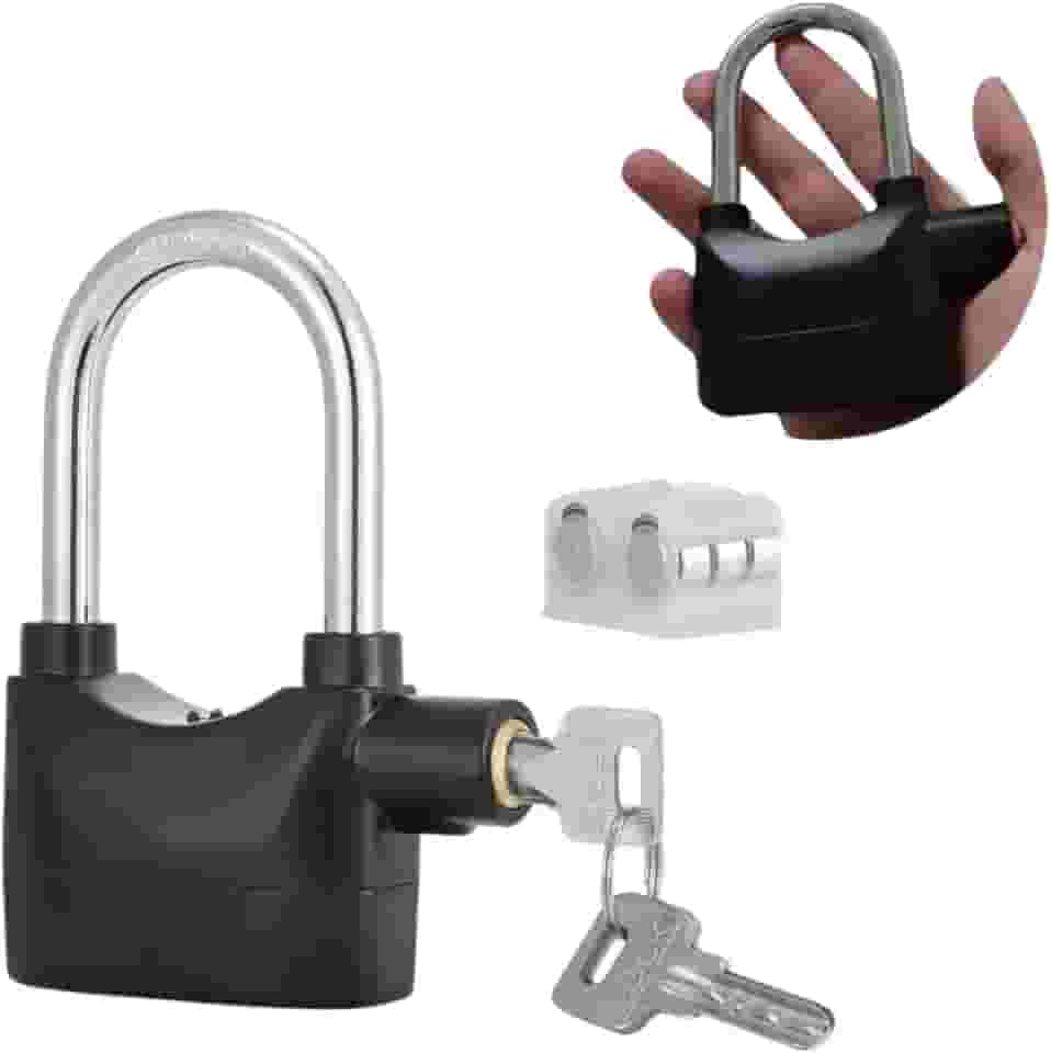 Cadeado Antifurto com Alarme Sonoro – Sirene 110dB – Segurança Reforçada para Bicicletas, Motos, e Portões