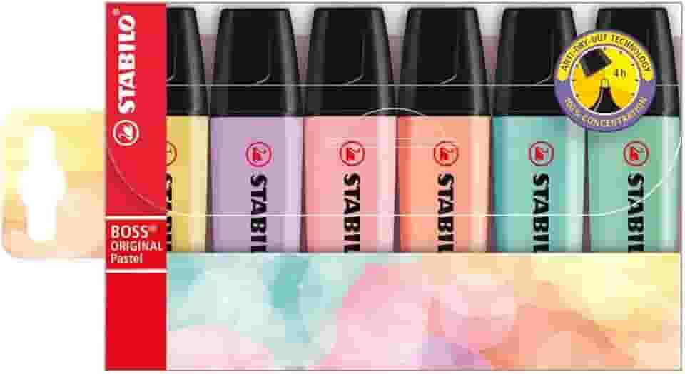 Marca Texto - Stabilo Boss Original Pastel – Estojo com 6 Unidades – Em 6 Cores Sortidas