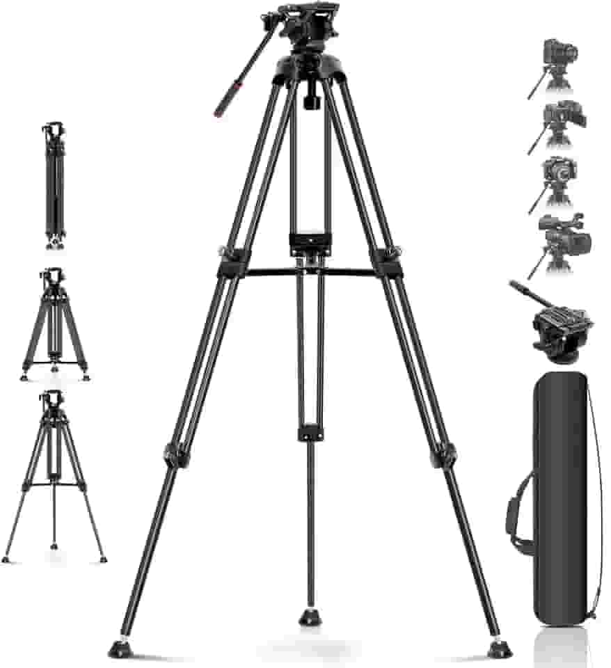 Tripe Profissional Semi-Hidráulica 180cm - Tripe para Câmara com Tripé