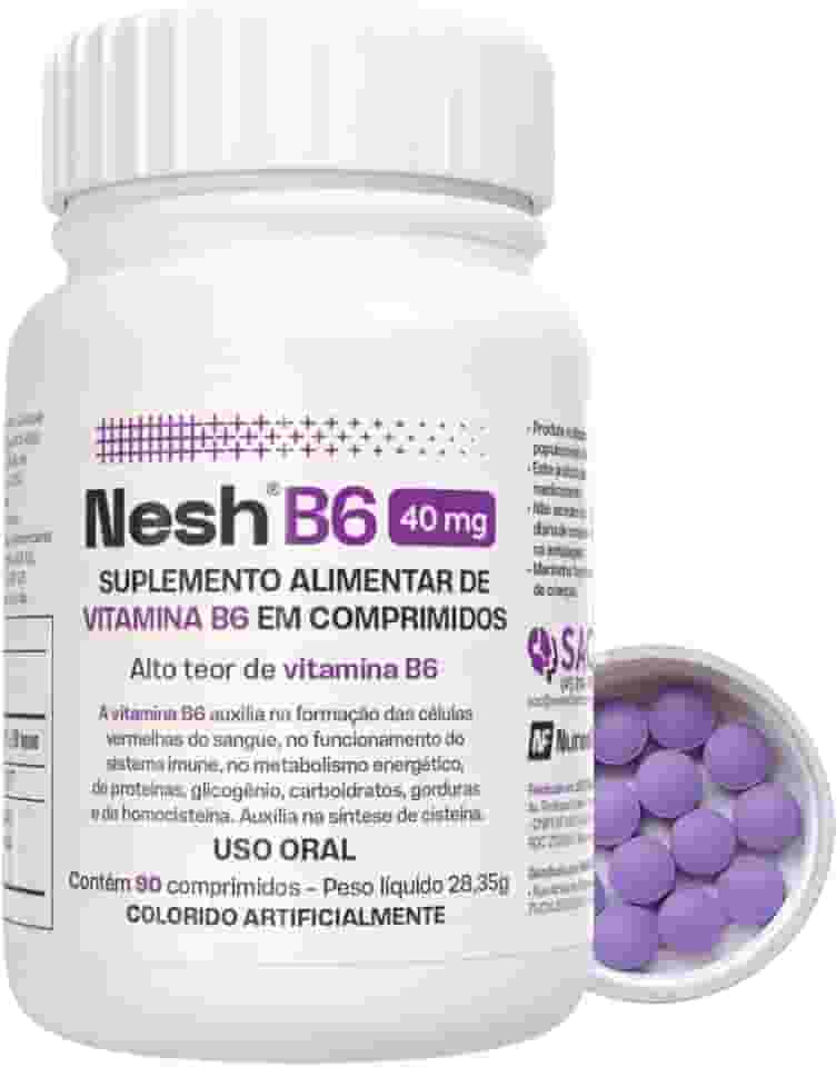 Nesh B6 40mg - Vitamina B6 - Suplemento de Piridoxina - 90 Comprimidos