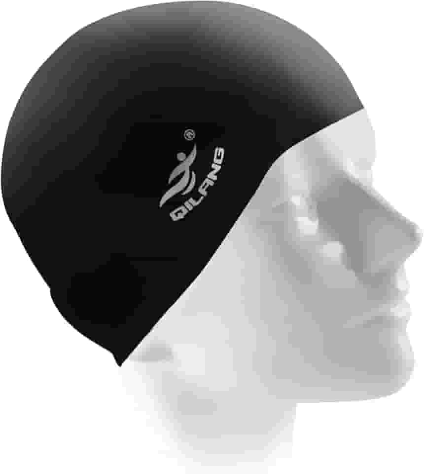 JustGoFit Touca de Natação Profissional, Silicone Preto, Design Ergonômico