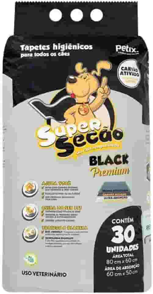Tapete Higiênico Cães Super Secão Black Premium C/30 Unidades