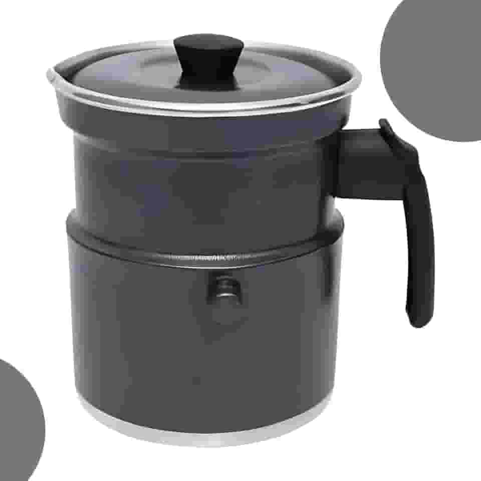Leiteira Térmica Fervedor Com Apito 1,5 Litros Em Alumínio Com Tampa Esmaltada Ferve Leite Chás Aguá Café (Cinza)