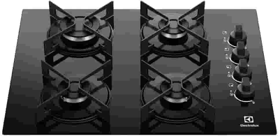 Electrolux Cooktop 4 Bocas a Gás Electrolux Mesa de Vidro Efficient Grade de Aço Fosco (KE4GR) Bivolt