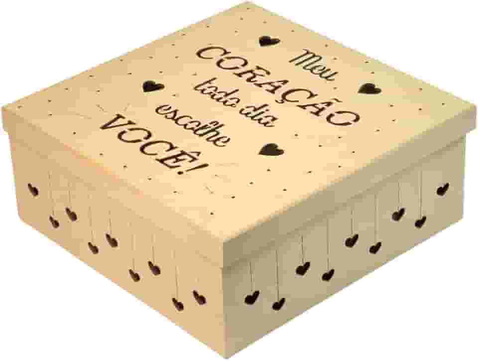 Sellor Caixa em MDF Corte a Laser Presente Surpresa Dia dos Namorados Coração Festa na Caixa 25cm x 25cm x 10cm