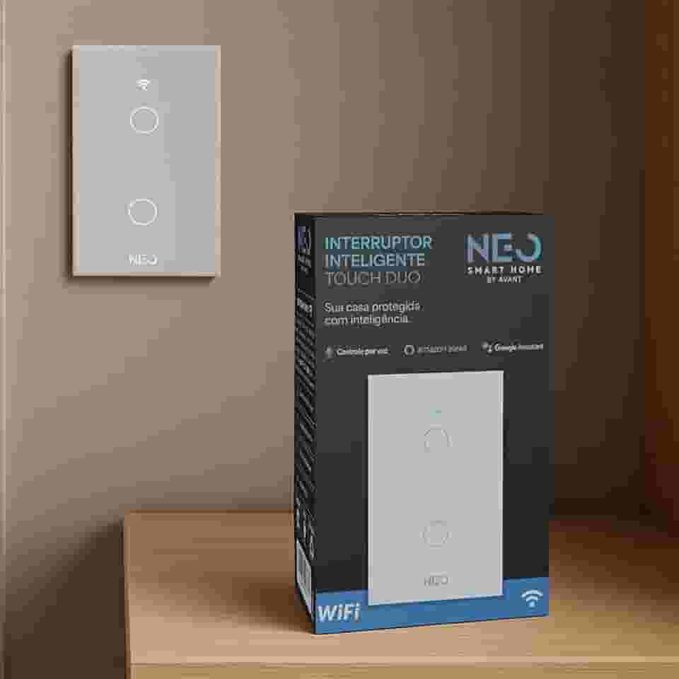 Avant Neo - Interruptor Inteligente Smart Wi-fi 2.4 GHz 1/2/3/4/6/8 Botões com Alexa google 110v/220v Bivolt (2 Botões, Branco)